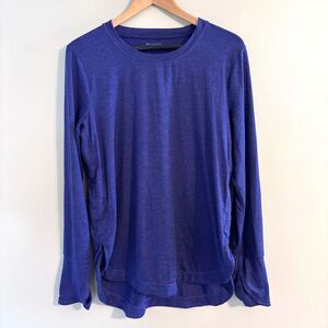 Athleta Uptempo Top Women L Purple Long Sleeve Tunic Shirttail Hem Thumb Holes